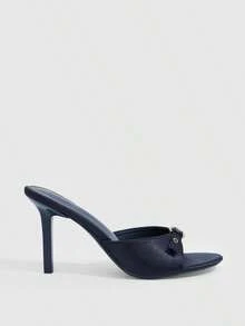 CUCCOO SZL 女款 9CM 高跟涼鞋 優雅細跟圓扣黑色高跟鞋 小貓跟 日常派對約會通勤戶外穿著女鞋 - 黑色. - 查看 3