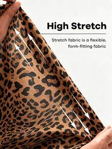 SHEIN CURVE+ Rok Wanita Ukuran Besar Kasual Seksi Motif Leopard Kain Rajut Elastis Tinggi Bodycon Desain Webbing Warna Kontras Samping Modis Serbaguna Musim Gugur Formal - MultiWarna - View 7