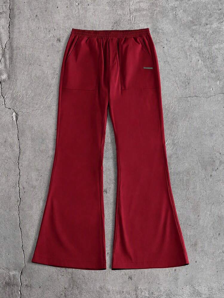 AXEPEAK Conjunto de camisa de manga corta con bolsillo y un solo botón para hombre y pantalones largos casuales - Rojo - Añade 9