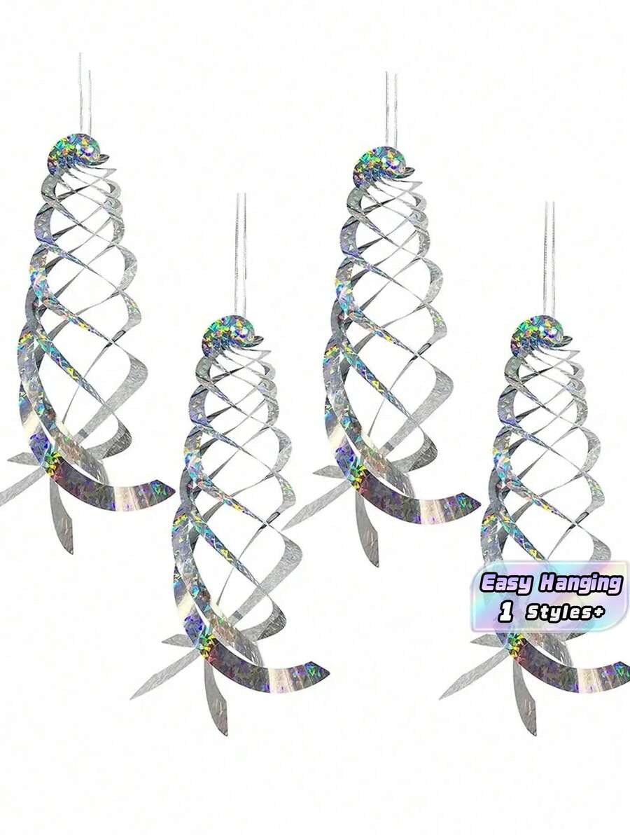 1PC Bird Repellent Spiral Reflector – 40cm Hanging Reflective Deterrent Device To Drive Pigeons, Geese, Birds Away From Garden, House, Swimming Pool, Balcony, Effective Visual Scare Tool For Pest Control, Outdoor Protection - Multicolor - View 1