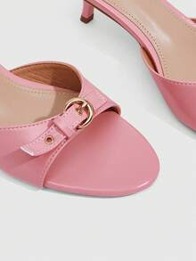 CUCCOO SZL 5.5CM 小貓跟金屬扣女款高跟涼鞋 粉色高跟涼鞋 通勤派對約會出遊時尚女款高跟涼鞋 - 粉色 - 查看 5