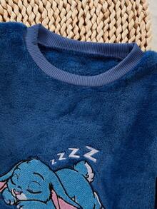Boys Blue Plush Printed Long Sleeve Pants Casual Comfortable 2 Pieces Loungewear Set - Multicolor - View 6