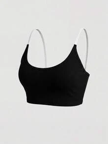 Sweetra Women's Colorblock Casual Daily Sports Bra - Black - View 3