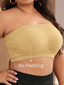 SHEIN Áo ngực quây không đường may size lớn 1 cái (không đệm) - Màu be - Xem 4