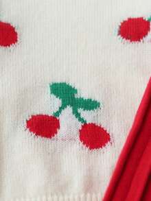 青少年女孩灰色刺繡圓領套頭毛衣與百褶裙針織套裝，柔軟舒適，適合日常穿著、外出、旅行、度假與居家 - 紅色 - 查看 5