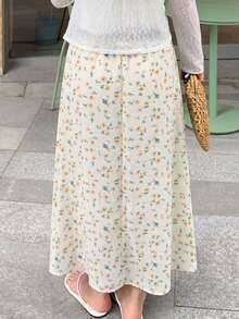 Dazy Plus All-Over Polka Dot Cute Girl Casual Korean Style Spring Summer Versatile A-Line Black Long Plus Size Women's Spring Summer Autumn Skirt - Apricot - View 2