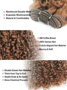 Pixie Curl Hair Bundles Solid Color 30# Double Drawn Hair Weft One Hair Donor Virgin Human Hair Weaves 12a Grade SDD Full End - S30# - View 4