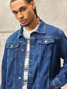 Norleigh Men Long Sleeve Thick Denim Jacket, Casual Outerwear For Spring And Autumn - Blue - View 8