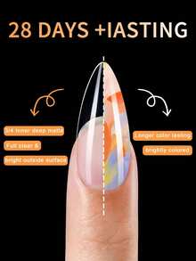600 Pcs Short Almond Soft Gel Transparent Nail Tips Semi Matte Full Coverage Pre Buffed For Extension DIY Manicure Must Have Beauty Supply - Clear - View 4