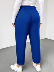 Shapeblank Pantalones de unicolor versátiles y casuales de talla grande - azul real - Ver 2