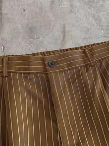 AXEPEAK Men's Summer Casual Striped Shirt And Long Pants Set - Brown - View 10