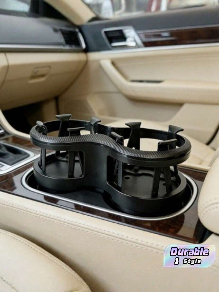 1 Pack Dual Cup Holder For Car, Universal Car Interior Accessory, Multifunctional Drink Bottle Organizer Rack, Stable Storage Stand For Coffee Mugs Water Bottles Auto Travel Use - multicolor - View 1