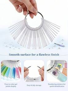 150/200Pcs Clear Rectangular Fan-Shaped Nail Art Sticks, Acrylic Nail Polish Color Chart Display Board With Metal Ring, Manicure Sample Practice Tool For Salon & Home DIY - Clear - View 6