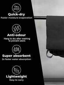 1PC Microfiber DoubleSided Velvet UltraSoft QuickDry SuperAbsorbent Sports Towel For Gym Running Yoga Fitness Multicolor - Black - View 4