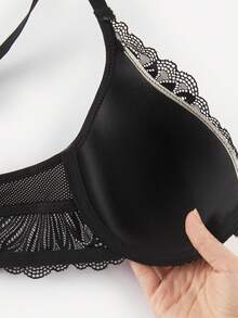 Bralution 1pc Sexy Lace Padded Front Closure Underwire Push Up Bra - Black - View 11