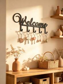 Metal Key Hook Wall Hanger With Keychain, Wall Mounted Key Holder Rack With Screws, Modern Design Durable Entryway Organizer, Space Saving Key Rack For Car Keys House Keys, Jewelry Small Accessories Storage Hook, Kitchen Bedroom Wall Decor - Black - View 4