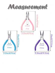 1/3 Pcs Jewelry Making Plier Kit, Needle Nose Pliers, Chain Nose Pliers & Flush Cutters, Anti‑Slip Multi‑Color Hand Tools For DIY Jewelry Craft, Wire Wrapping, Jewelry Repair, Bracelet, Earring & Pendant Making, Handmade Craft Project & Holiday Gift - multicolor - View 4