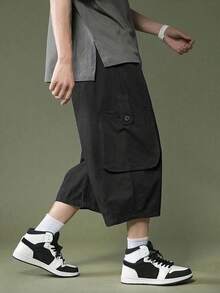 Manfinity Hypemode Men's Plus Size Casual Loose Cargo Pants - Black - View 3