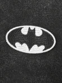 BATMAN X SHEIN Manfinity EMRG 男士圓領雪洗休閒日常穿著T恤 - 黑色 - 查看 7