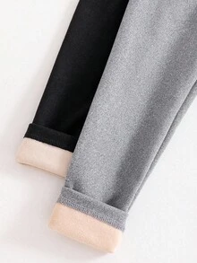 SHEIN 2 件套女童蝴蝶刺绣打底裤，天鹅绒面料，适合秋冬日常休闲穿着 - 彩色 - 查看 5