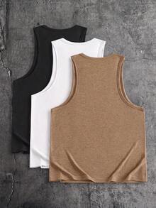 AXEPEAK Casual Men's Solid Color Crew Neck Versatile Tank Top - Multicolor - View 2