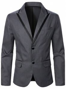 Men's Colorblock Long Sleeve British Business Style Blazer - Dark Grey - View 5