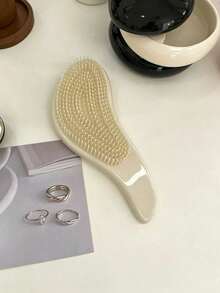Haus Hana 1pc Marble Pattern Soft Bristle Hair Brush, Tangle-Free Portable Plastic Scalp Massage Cushion Comb - Multicolor - View 10