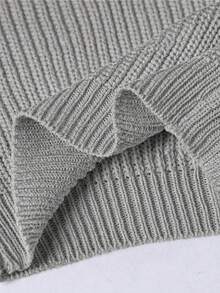 SHEIN Tween Girl Solid Color Casual Versatile Daily Long Sleeve Sweater - Grey - View 8