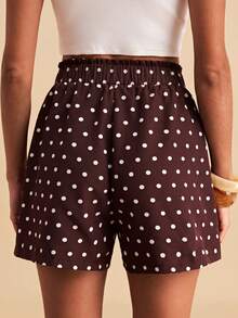 Travachic Plus Size Vintage Traditional Retro Polka Dot Pattern Casual Shorts Suitable For All Seasons Formal Vacation Dark Purple Summer - Multicolor - View 2