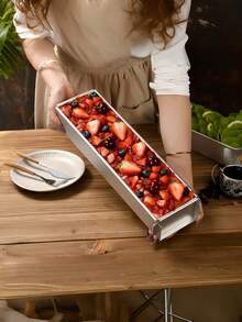 1 khuôn bánh hình chữ nhật bằng nhôm đa năng có vách ngăn tháo rời, dụng cụ nướng bánh cho Tiramisu, Cheesecake và Mousse - Nhiều màu - Xem 9