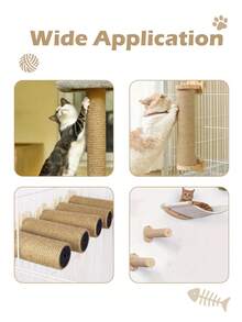 2 postes de reemplazo de árbol para gatos de cuerda de sisal, materiales DIY de cuerda de sisal amarilla para postes rascadores de gatos - Amarillo - Ver 6