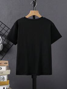 SHEIN Tween Boy Color Block Letter Patched Detail Tee - Burgundy - View 2