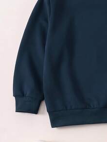 SHEIN 男嬰隨機條紋拼色 MILANO 字母馬匹印花圓領長袖衛衣與仿牛仔褲 2 件套秋季套裝 - 彩色 - 查看 5