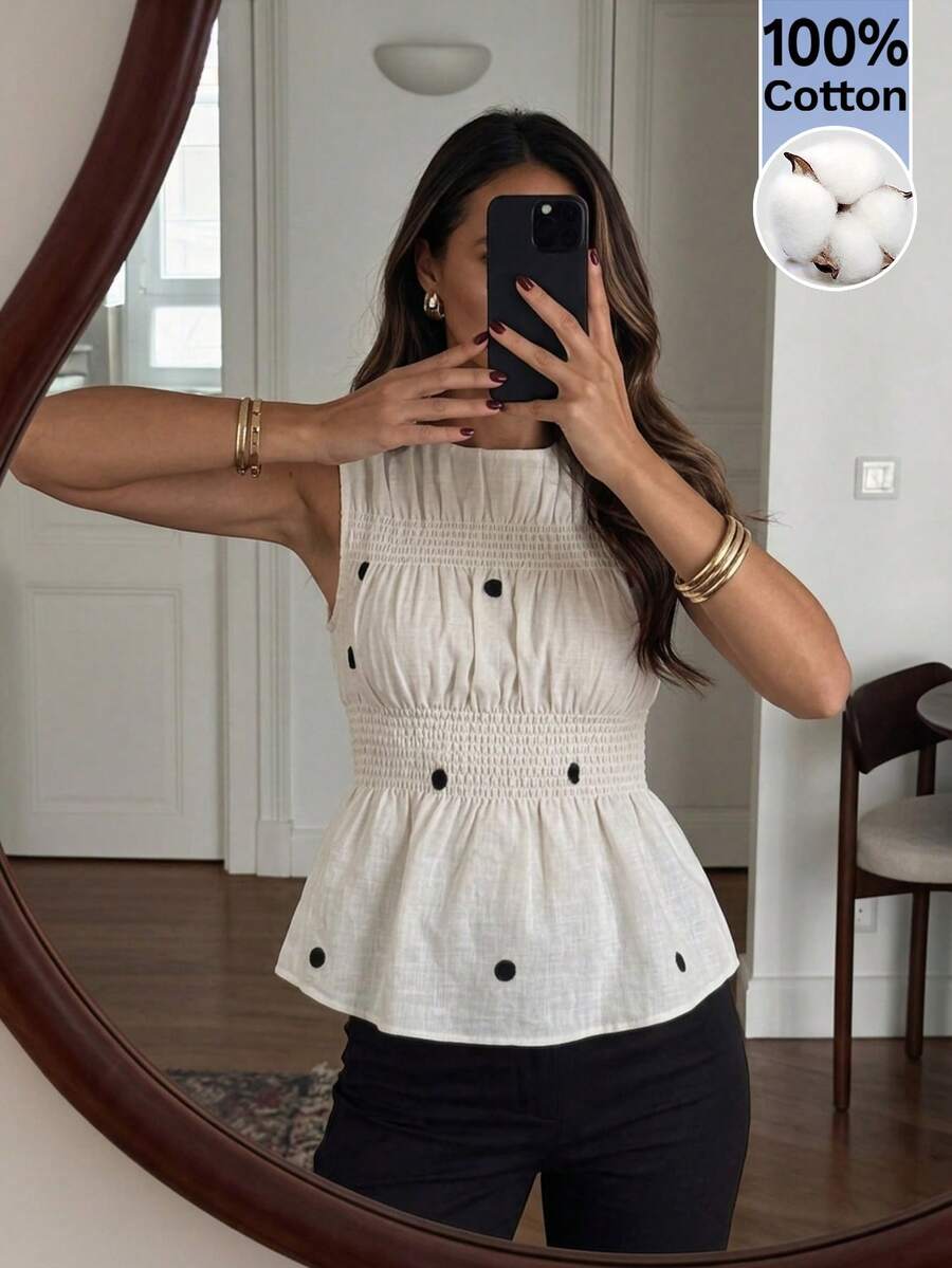 Serisse Women's Solid Color Pleated Casual Versatile Everyday Outing Shirt