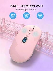 Teckwe Screen Display Bluetooth Wireless Mouse For Girls And Students, Portable For Office And Home Computer Use - View 4