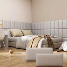 6pcs Thickened 3D Headboard Wall Panels, Tatami Frame Wallpaper, 50cm X 23cm, Peel And Stick, Easy Installation, Suitable For: Bedroom Living Room Anti-Collision Soft Wall Padding, Headboard Protection Pad - 6 Soft-pack - View 13