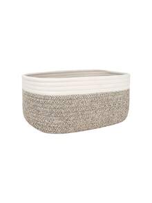 Zazumi Cirelle 1 Piece Minimalist Woven Storage Basket, Boho Geometric Rattan Container For Home And Garden Decoration, Desk Organizer, Bathroom And Cosmetic Storage, Natural Wooden Plant Holder, Bohemian Rope Basket For Small Items - Grey - View 9
