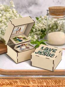 Wooden Foldable Multi Photo Frame Hinged Chain Design Desktop Tabletop Picture Display Stand Multi-Slots Family Memory Photo Holder Rustic Wood Frame Home Bedroom Decor Anniversary Gift - multicolor - View 8