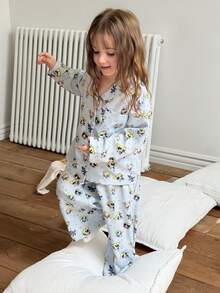 THE POWERPUFF GIRLS X DAZY Setelan Santai 2 Potong untuk Anak Perempuan, Atasan Lengan Panjang Longgar Motif Kartun + Celana Panjang Lurus, Musim Gugur - Baby Blue - View 8