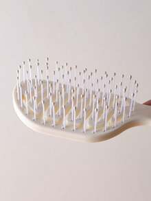 Mini Ivory Hollow Portable Styling Hair Brush, Salon Beauty Travel Essential Hair Comb Tool Accessory, Unisex, Suitable For Dry And Wet Hair, Multi-Functional Detangling Brush, Suitable For All Hair Types - White - View 4