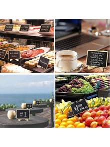 1 Pc Mini Chalkboard With Stand Small Wooden Message Board For Home Coffee Shop Restaurant Wedding Birthday Party Table Sign Food Label Decoration - Multicolor - View 2