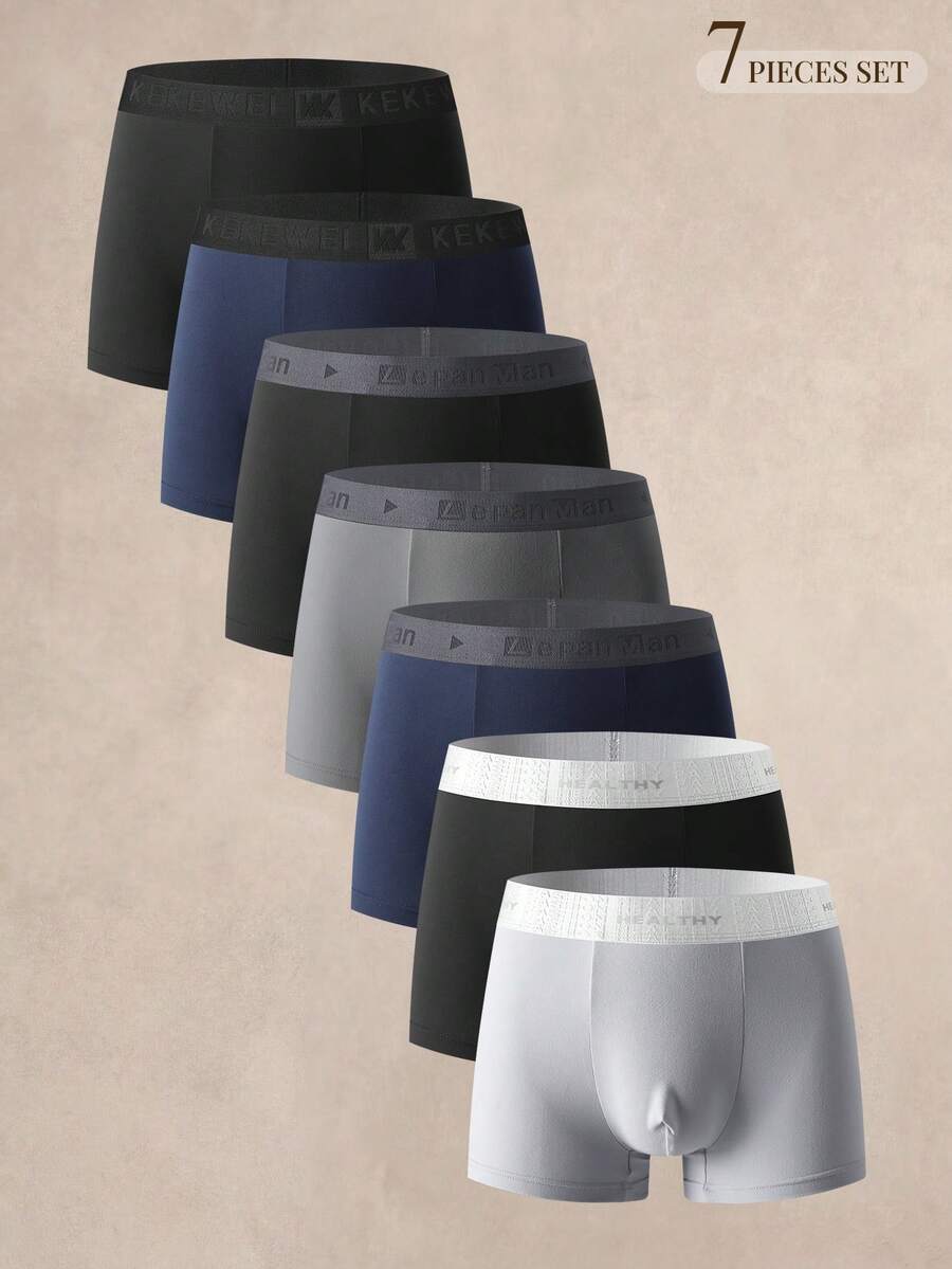 EverLounge 7pcs Men's Colorblock Casual Daily Boxer Briefs - Multicolor - View 1