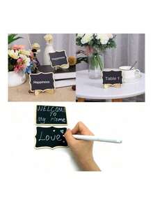 1 Pc Mini Chalkboard With Stand Small Wooden Message Board For Home Coffee Shop Restaurant Wedding Birthday Party Table Sign Food Label Decoration - Multicolor - View 5