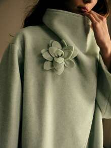 MOTF PREMIUM WOMEN'S ELEGANT MIX & MATCH COWL NECK OVERCOAT - Green - View 3
