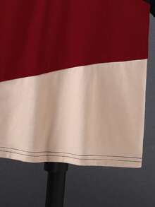 SHEIN Tween Boy Color Block Letter Patched Detail Tee - Burgundy - View 6