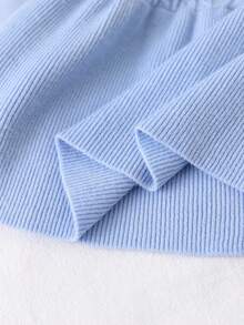 SHEIN Fashionable Cute Cable Knit Sweater Dress For Young GirlVersatile Outer Knit - Blue - View 5