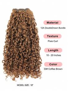 Pixie Curl Hair Bundles Solid Color 30# Double Drawn Hair Weft One Hair Donor Virgin Human Hair Weaves 12a Grade SDD Full End - S30# - View 2