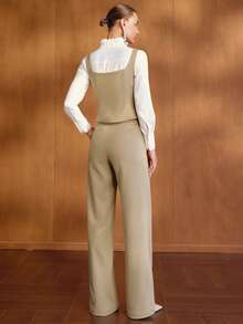 MOTF PREMIUM WOMEN'S 2 PIECES SET, ELEGANT COMMUTER STYLE, AUTUMN/WINTER - Khaki - View 5