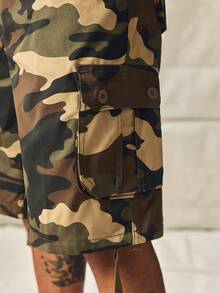 Norleigh Men/Boys' Camouflage Cargo Shorts, Loose Straight Leg Casual Shorts With Pockets, Summer Street Style - Khaki - View 6