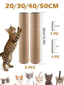 2 postes de reemplazo de árbol para gatos de cuerda de sisal, materiales DIY de cuerda de sisal amarilla para postes rascadores de gatos - Amarillo - Ver 2